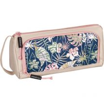 Grande Trousse Scolaire - Avec Compartiments - Beige - Motifs Jungle - Brunnen - Bruneau