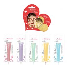 Kit Pour Biscuits En Relief Coeur + 5 Stylos Choco Pastel - Scrapcooking
