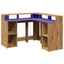 Bureau Table Poste De Travail Meuble D'Ordinateur Informatique Étude Avec Lumières Led