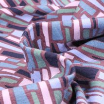 Tissu Jersey Coton Rectangle Destructuré Sur Fond Marron - Au Mètre - Craftine