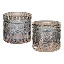 2 Bocaux Ronds En Verre Fumé Ø 9 X 8,5 Cm - Youdoit