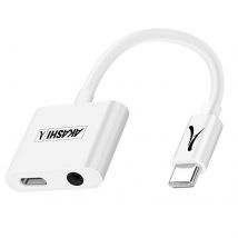 Adaptateur Usb-c Audio Et Charge Vers Usb-c / Jack 3.5mm Femelle Akashi Blanc
