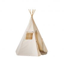 Tente Tipi Pompoms Gris Avec Tapis - Moi Mili