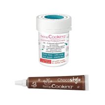 Stylo Chocolat + Colorant Alimentaire En Poudre Bleu Foncé - Scrapcooking