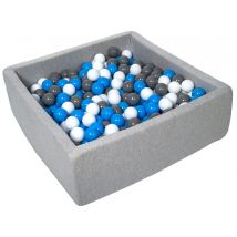 Piscine À Balles Pour Enfant, 90x90 Cm, Aire De Jeu + 450 Balles Blanc, Bleu, Gris - Velinda