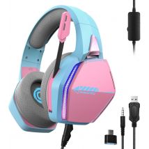 Casque Gaming Ps5/ps4/switch/xbox/pc - Oniverse - Micro Réglable Et Haut-parleurs 50mm - Nebula Rose