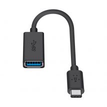Adaptateur Usb-c Vers Usb 3.0 Femelle Otg, Charge Et Synchronisation Belkin Noir