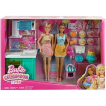 Poupée Barbie Métier : La Cuisine De Barbie Avec 18 Accessoires + 2 Poupées Mannequins - Mattel - Hjy94 - Barbie