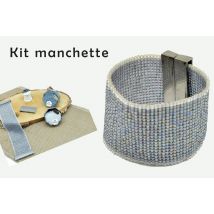 Kit Bracelet Manchette Grosse Perle Miyuki 10/0 Tissé Bleu Ciel
