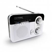 Radio Portable Fm Vintage - Noir Et Blanc - Metronic