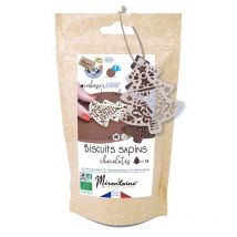 Préparation + Embosseur Bois Pour Biscuits Sapins Chocolatés - Mirontaine