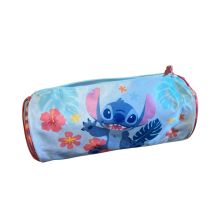 Trousse Enfant Stitch Forme Cylindre 23cm Grande Capacité Bleu Et Rose Idéale Pour L'École Et Le Bureau - Shop-story