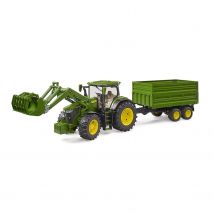John Deere 7r Avec Chargeur Avant Et Remorque Avec Attelage Tandem - Bruder