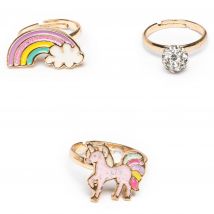 Set De 3 Bagues Ajustables Licorne Arc En Ciel - Great Pretenders