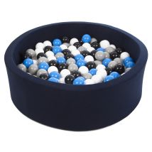 Piscine À Balles Aire De Jeu + 300 Balles Bleu Marine Noir,blanc,bleu,gris - Velinda