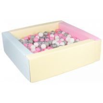 Piscine À Balles Carrée Avec 300 Balles – Rose, Bleu, Jaune P/blanc, Transparent, Rose, Gris, Argent - Velinda