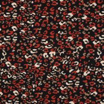 Tissu Polyester Stretch Imprimé Motif Léopard Sur Fond Noir - Au Mètre - Craftine