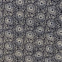 Tissu Coton Enduit Paranga Fleuris Sur Fond Bleu Denim - Au Mètre - Craftine