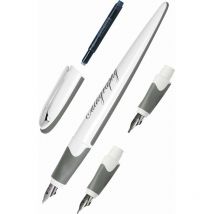 Stylo Plume - Calligraphie - 3 Plumes Différentes - Rechargeable - Online - Air Blanc/argent - Online