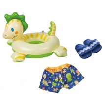 Set De Bain Dinosaure 3 Pièces 35/45 Cm : Short, Bouée, Claquettes - Heless - Accessoires Poupon