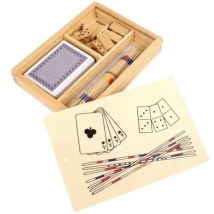 Boite De 3 Jeux Mikado – Domino Et 54 Cartes - Beige - Mgm