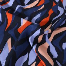 Tissu Viscose Lenzing Ecovero Flammes Tropicales Sur Fond Noir - Au Mètre - Craftine