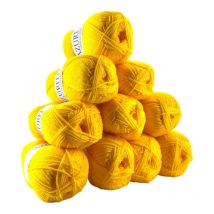 Lot De 10 Pelotes Azurite Jaune Canari - 100% Acrylique - 50g/140m - Distrifil