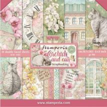 10 Papiers Scrapbooking 20 X 20 Cm Stamperia Orchids And Cats - Stamperia