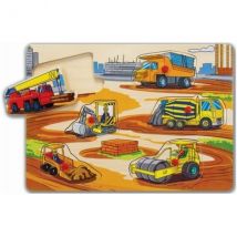 Puzzle En Bois Les Travaux Publics : Vehicule De Chantier - 6 Pieces - Eichhorn - Puzzle A Encastrer - Puzzle Avec Boutons - Eichhorn