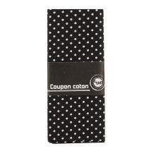 Coupon De Tissu - Coton - Pois Blancs Fond Noir - 55 X 45,5 Cm - Ctop
