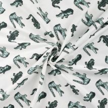 Tissu Jersey Coton Imprimé Crocodile Sur Fond Blanc Cassé - Au Mètre - Craftine