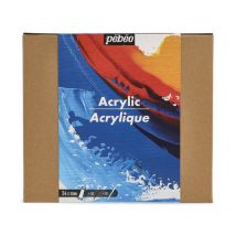 Peinture Acrylique - Coffret 24 Tubes De 20ml + Pinceau + Couteau - Pébéo