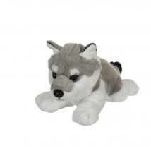 Peluche - Peluche Loup Allongé Gris & Blanc - 25 Cm - Gipsy Toys