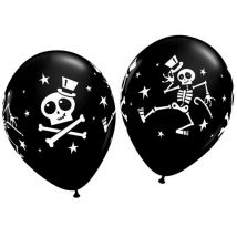 Lot De 25 Ballons Noirs Halloween Squelette Dansant - Qualatex