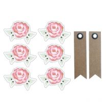 Autocollants 3d Rose Romantique Contour Blanc + 20 Étiquettes Kraft Fanion - Youdoit