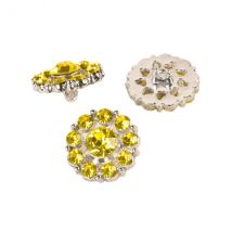 Lot De 6 Boutons Strass Jaune 18mm - My mercerie