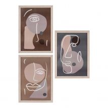 3 Cadres Bois Mdf Et Verre Marron Clair - Youdoit