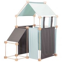 Jeu De Construction Géant En Bois Et Tissu Bleu Bio Fabriqué En Espagne Family Trigonos
