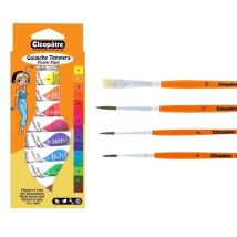 Lot De 10 Tubes De Gouache Tempera Cléopâtre + 4 Pinceaux Assorties - Cléopatre