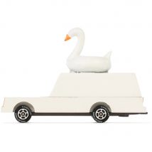 Candycar World: White Swan Wagon (w111) 8,9x3,8x6,4cm, Wooden Diecast, Magnétique, En Boîte Cadeau, 3+ - Candylab Toys