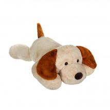 Peluche - Peluche Chien Allongé Douceur Crème Oreilles Marron - 75 Cm