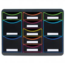 Moule De Classement Storebox Multi 11 Tiroirs Black Office - Noir/arlequin - Exacompta