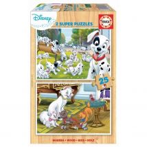 Bois Disney Animals - Dalmatiens + Aristochats - 2 Puzzles En Bois - Educa