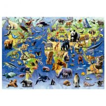Puzzle Carte Du Monde Des Animaux, Especes Menacees 500 Pieces - Planisphere - Educa - 19908 - Educa