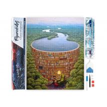 Diamond Painting Broderie Diamant Figured’art 40x50cm Toile Entière Roulée Avec Diamants Carrés - Rivière Et Bibliothèque - Figured'Art