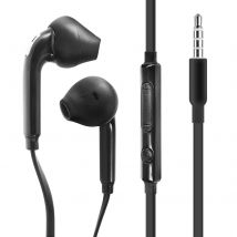 Écouteurs Filaires Jack 3.5mm Son Clair Micro Et Télécommande Câble Plat Noir - Avizar