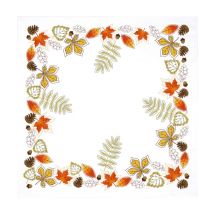 Kit De Nappe À Broder - Feuilles D'Automne - 80 X 80 Cm - Trimits Blanc