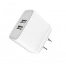 Jaym Chargeur Secteur Double Usb-a 12 W 2,4a Prise Us Blanc