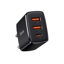 Baseus Chargeur Secteur Triple Sortie 2 Usb-a/usb-c 30w Modèle Cccp30ue Noir
