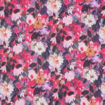 Tissu Voile De Coton Fleurs Rosaéa Sur Fond Multicolore - Au Mètre - Craftine